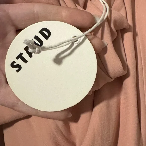 STAUD Blush Pink Short Sleeve Cut Out Tassels Wide Leg Jumpsuit Size XS